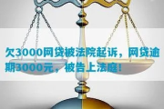 3000块网贷还不上，被起诉了怎么办？慌了？