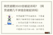 网贷欠3500块被起诉了，我该咋办啊？