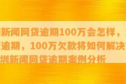 网商贷欠100万逾期有什么后果？资深律师深度解析！